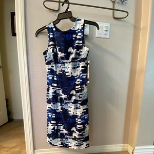 NWT Mario Serrani Italy blue and white dress size 2 abstract  print